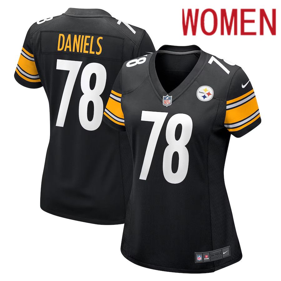 Women Pittsburgh Steelers 78 James Daniels Nike Black Game Player NFL Jersey